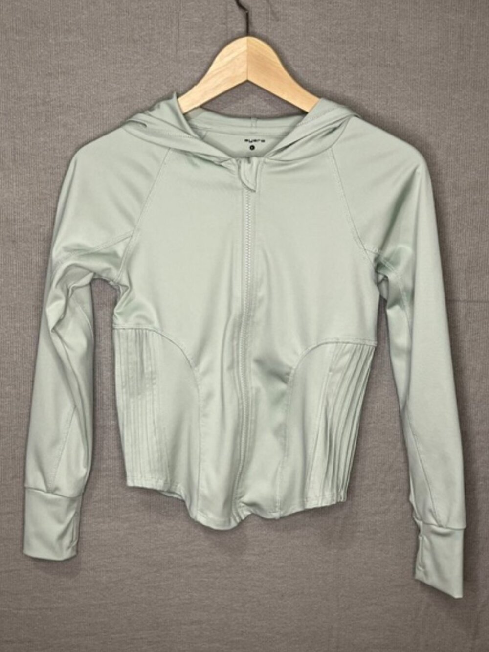 Layer 8 Full-Zip Hooded Activewear Athleisure Jacket Pleated Panel Sz L